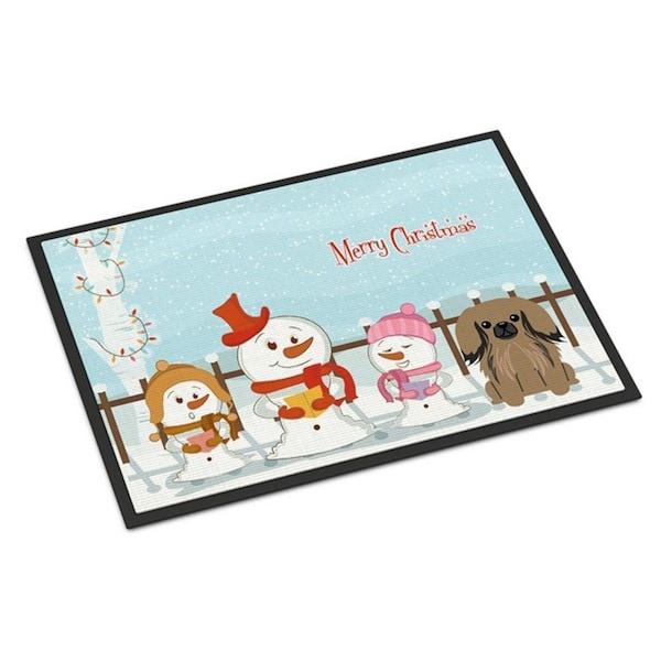 Carolines Treasures Merry Christmas Carolers Pekingnese Tan Indoor or Outdoor Mat, 24 x 0.25 x 36 in. BB2433JMAT - main